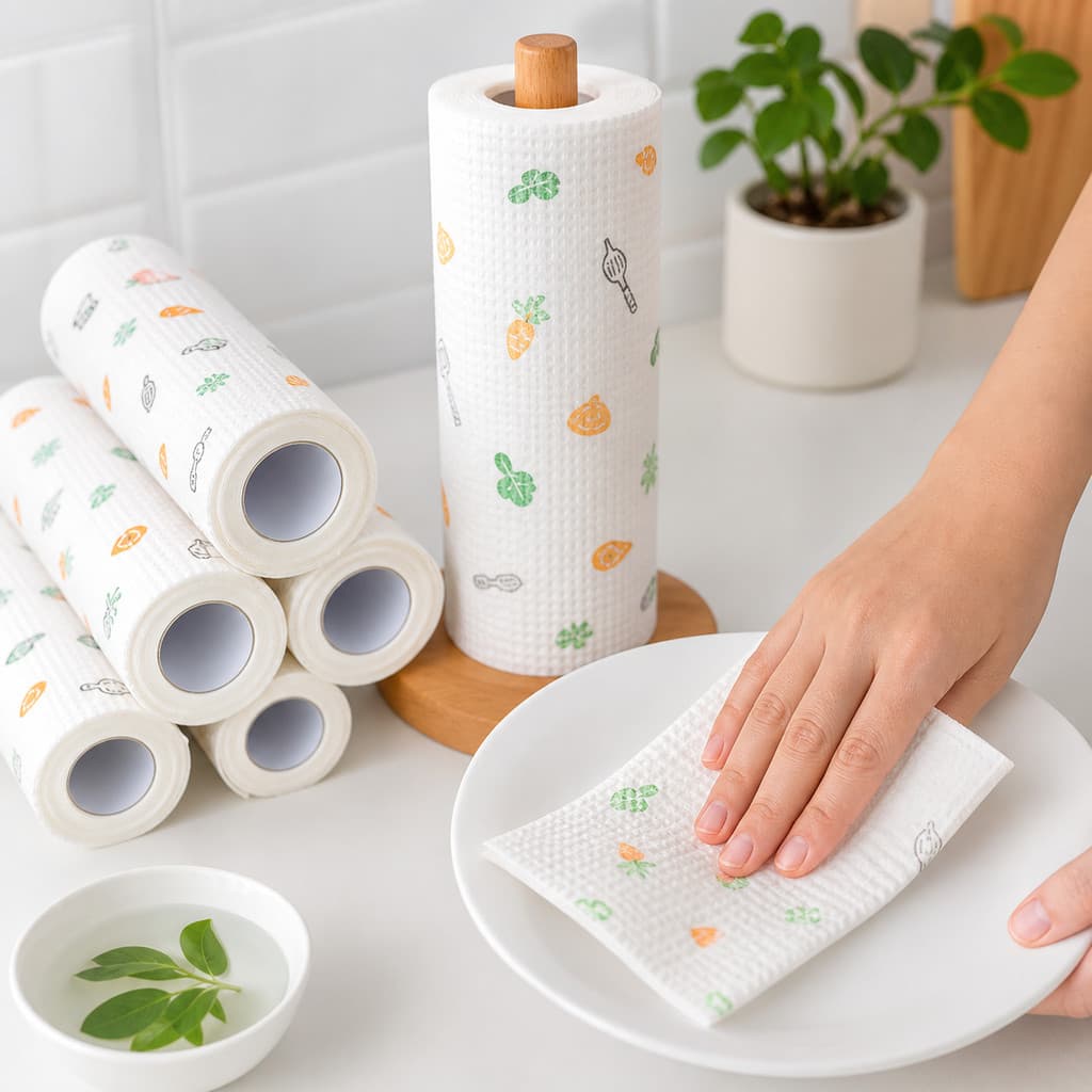 Pano Reutilizável Para Limpeza Com 50/100/150 Peças Absorve Água Seco Lavável Toalha De Papel