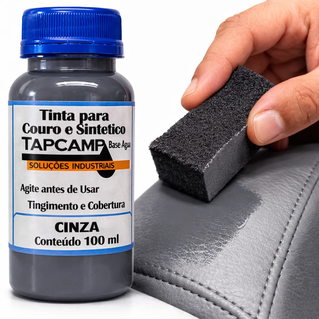Tinta Para Couro Cinza Plástico Banco Carro Sapato Sofá 100ml