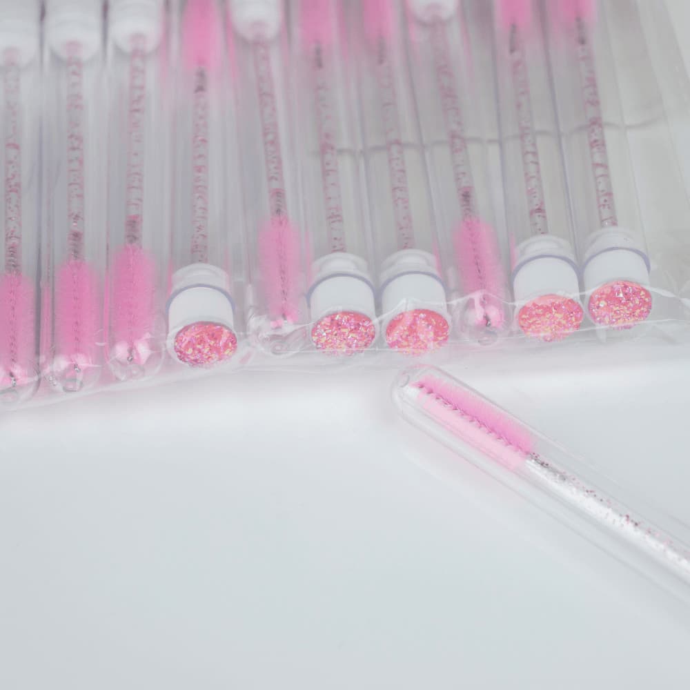 Escovinha Descartável Tubo com Glitter Rosa 12 UN