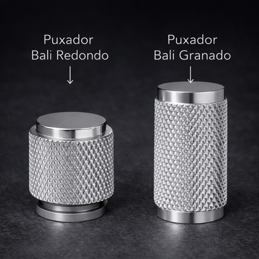 Puxador Ponto Bali Redondo e Granado Cilindro Móvel