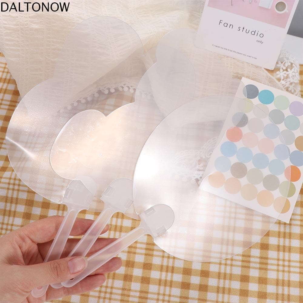 DALTONOW Ventilador Em Branco DIY , Ventiladores De Mão Transparentes Portáteis De Artesanato , Suprimentos De Leque De