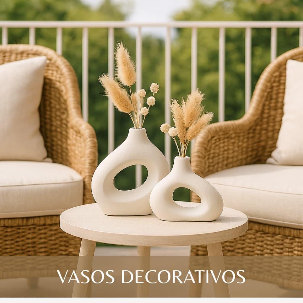 Kit 2 Vasos Decorativos Minimalistas Boho Chic Escultura para Sala e Hall kit elba