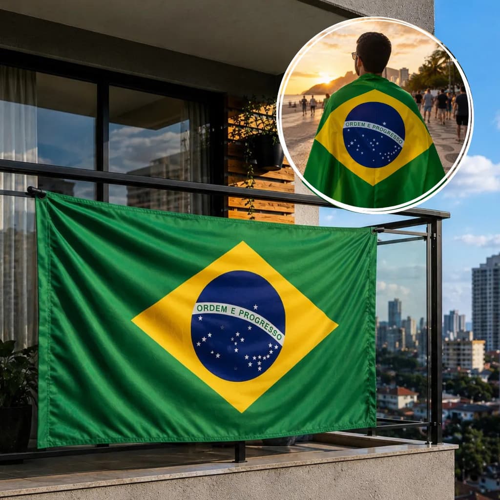 Bandeira do Brasil 90x140cm Copa e Jogos com Bainha para Haste