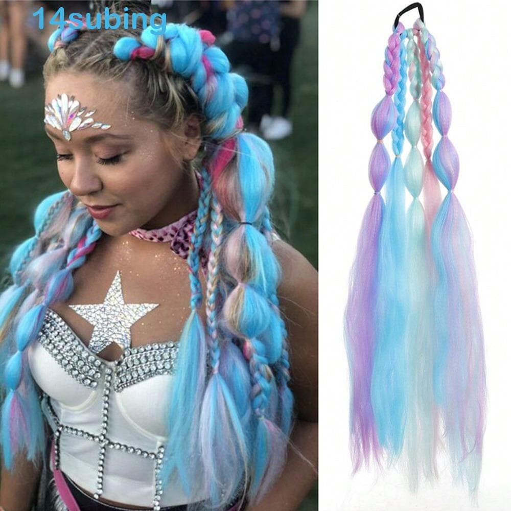 SUBING Torção Trança Em Massa , Lanterna Colorida Bolha Jumbo , Rabo De Cavalo Trançado De Cabelo Sintético