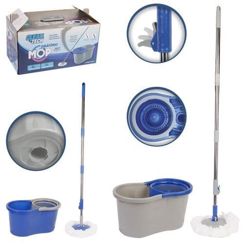 Mop Giratorio 360 Graus Com Balde Duplo Sistema Pratico Eficiente Sortido