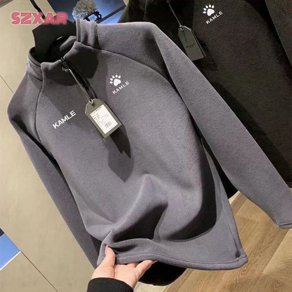 Carl novo estilo cor sólida meio zíper gola alta moletom de lã alemão feminino outono inverno Design camisa de fundo top