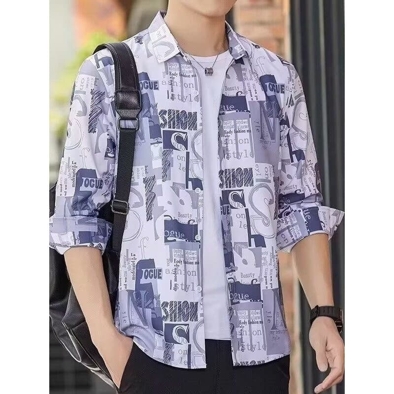 Camisa masculina de verão de manga comprida ultrafina jaqueta americana solta High-End Drape gelo seda legal protetor so