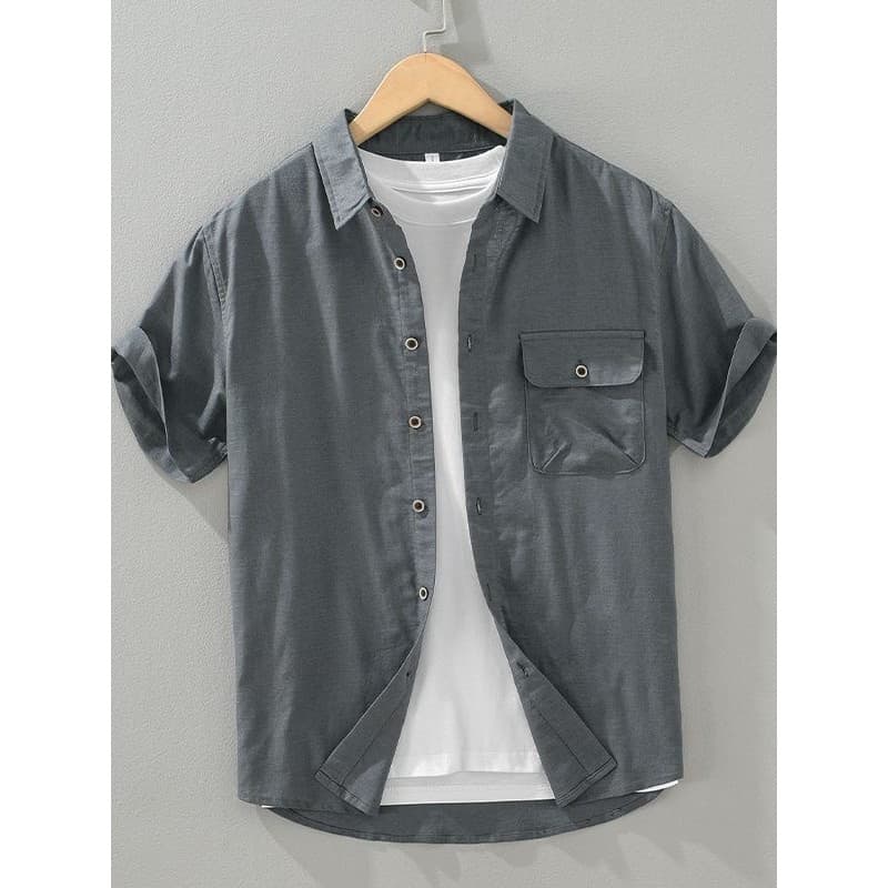 Verão Workwear camisa de manga curta masculina na moda japonês Casual solto juventude All-Match simples puro algodão mei