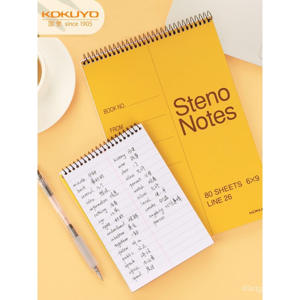 Caderno espiral Kokuyo Gambol Watanabe A5/A6 portátil com encadernação em espiral vertical e folhas soltas, com colunas