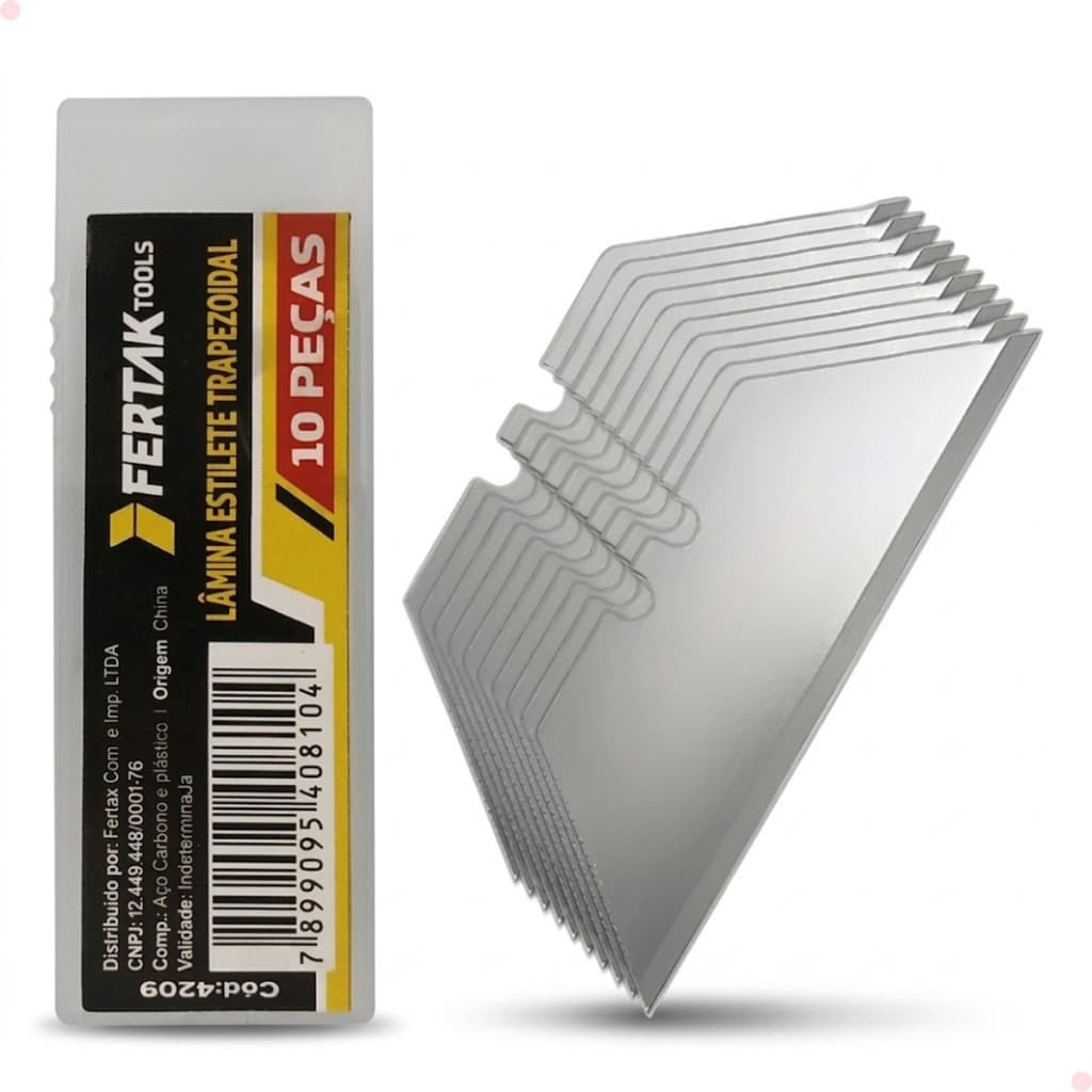 Jogo de 10 Lâminas Trapezoidal Fertak Para Estiletes de 18 mm