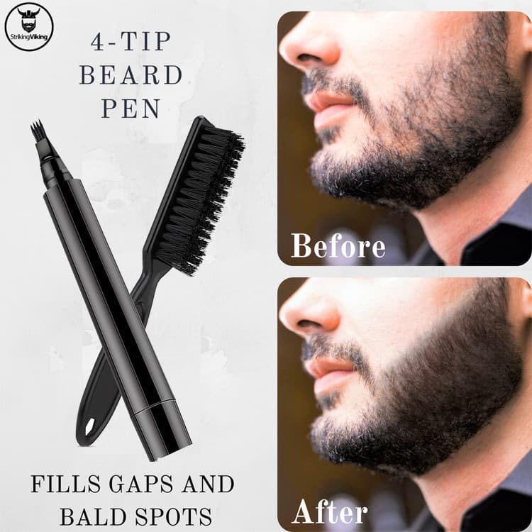Caneta de barba transfronteiriça, caneta estilo de barba, Natural, à prova d'água, lápis de barba falsa, pincel de maqui