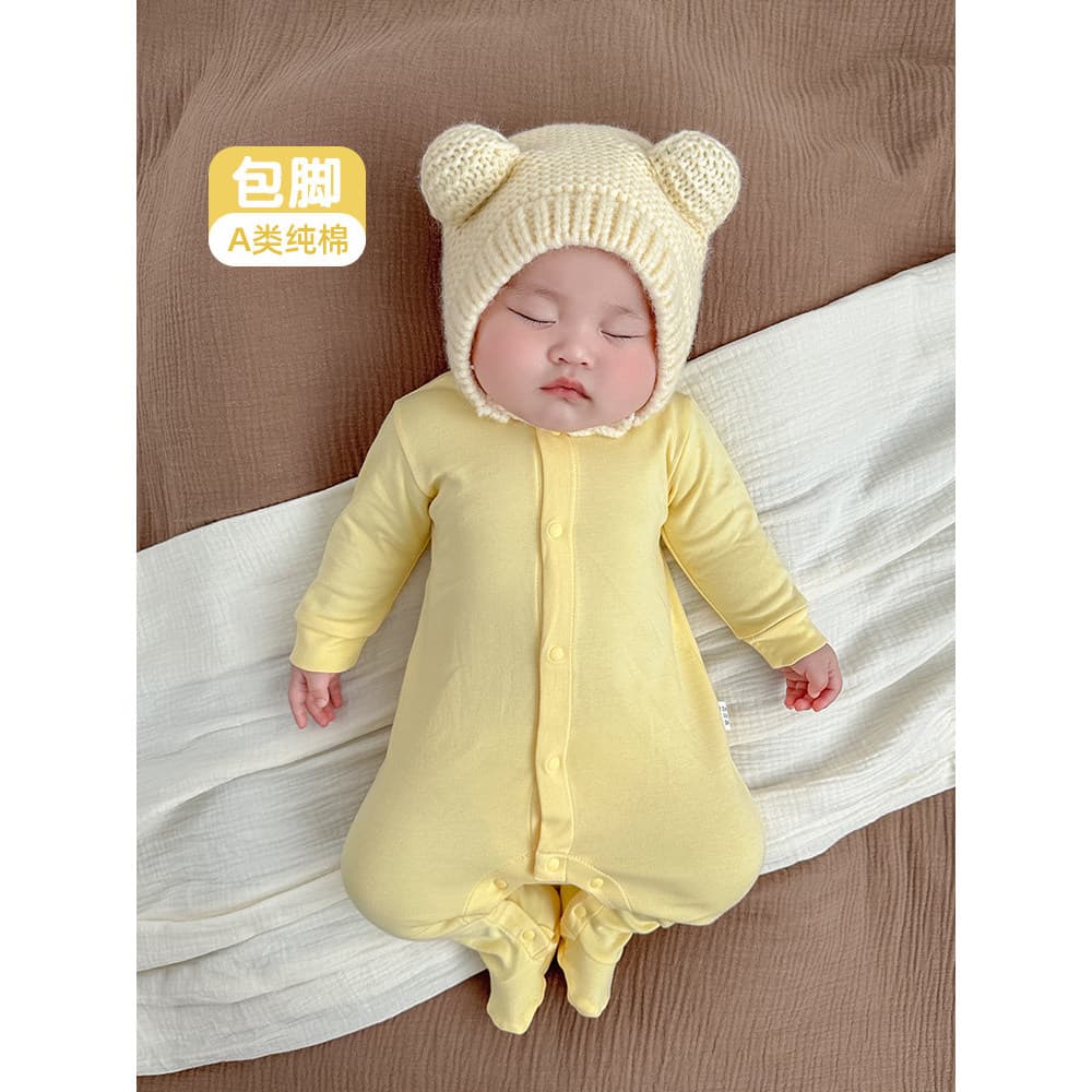 2026 primavera outono novo estilo puro algodão bebê macacão branco cinza bebê recém-nascido macacão pijama rosa