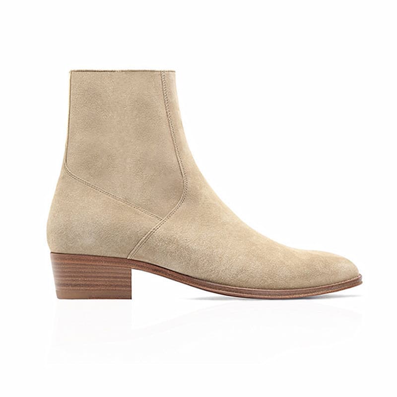 Chelesa botas masculinas de couro genuíno estilo britânico apontou Toe chelsea bota botas curtas com zíper All-Match ver