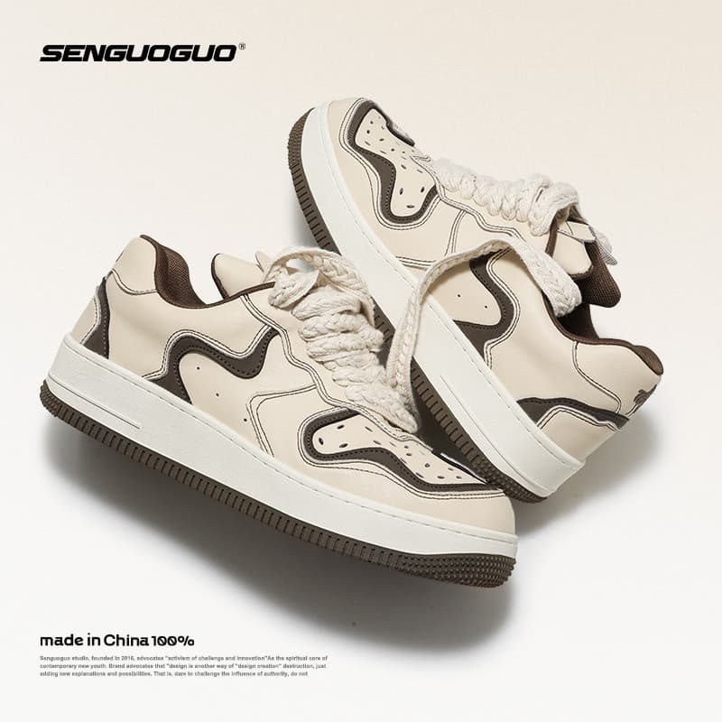 Senguoguo Inspiration Twisted/Niche Tênis Masculino Primavera Casal Design Original Sapatos Esportivos de Sola Grossa Ho