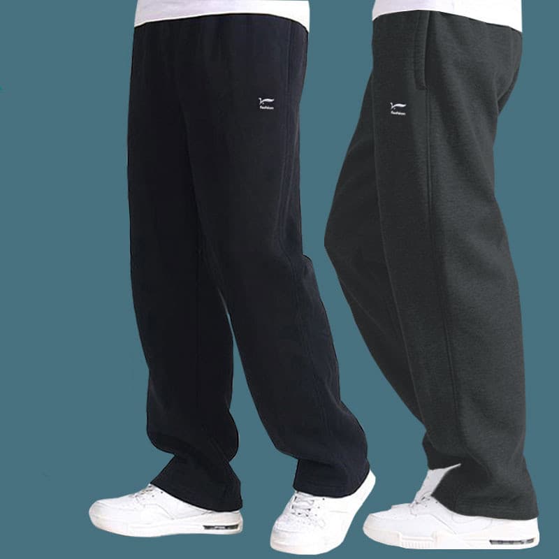 Calças esportivas de tamanho extra grande masculinas primavera verão estilo fino algodão puro solto mais gordura extra g
