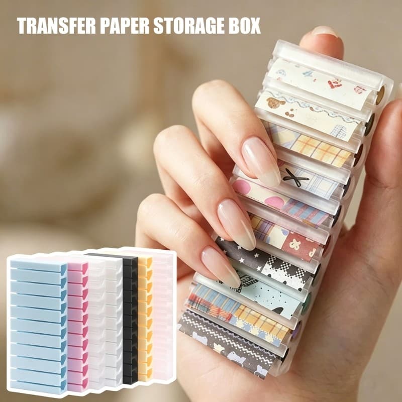 KIN Caixa De Armazenamento De Adesivos Para Unhas Recipiente De Papel Empilhável Transferência De Com 10 Slots Design Qu