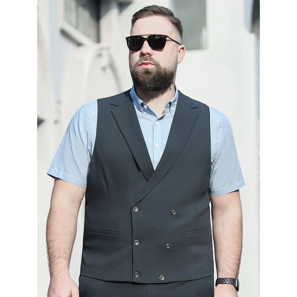 Baisheng raposa terno de negócios colete duplo masculino mais gordura plus Size Casual terno masculino de meia-idade col