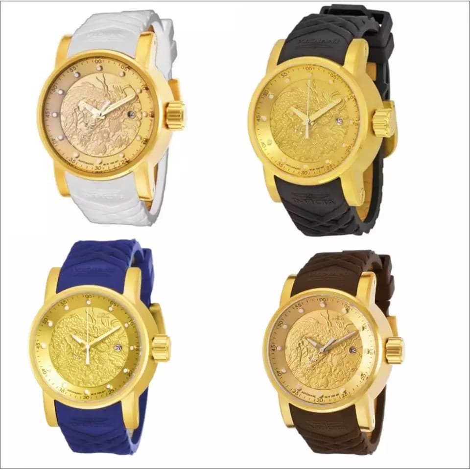 Relógio Yakuza Dourado Pesado Pronto Envio