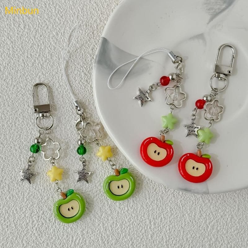 Minbun Elegante Fruta Telefone Charme Frisado Corrente Móvel Para Meninas