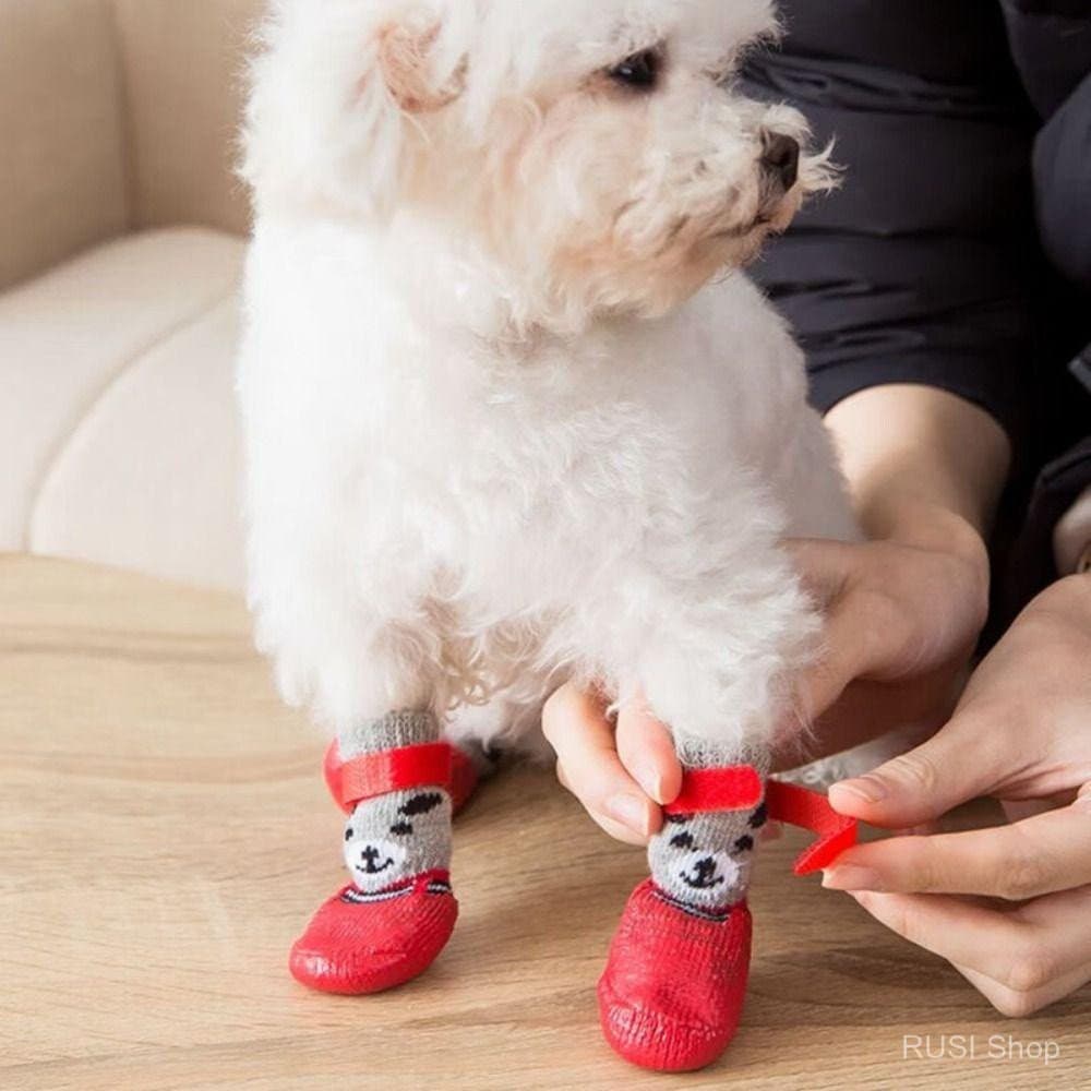 Botas para Animais de Estimação, Meias de Borracha Impermeáveis e Antiderrapantes para Cães e Gatos, Suprimentos para Ca