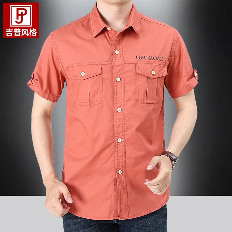 Camisa masculina Casual de verão de manga curta 2025 verão novo estilo tamanho grande algodão puro ao ar livre camisa de