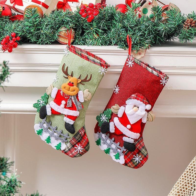 Awgwgs Conjunto De Armazenamentos De Natal Papai Noel Boneco De Neve Então Ornamento Pelúcia/Urso/Alce Para Docesgift Sa