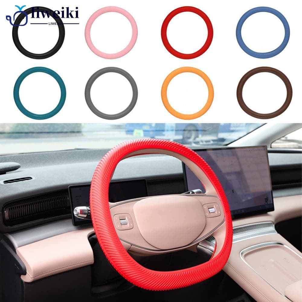 LIWEIKI Silicone Capa De Volante Do Carro Alça De Textura Rosqueada Protetora Antiderrapante Conforto Acessórios Interio