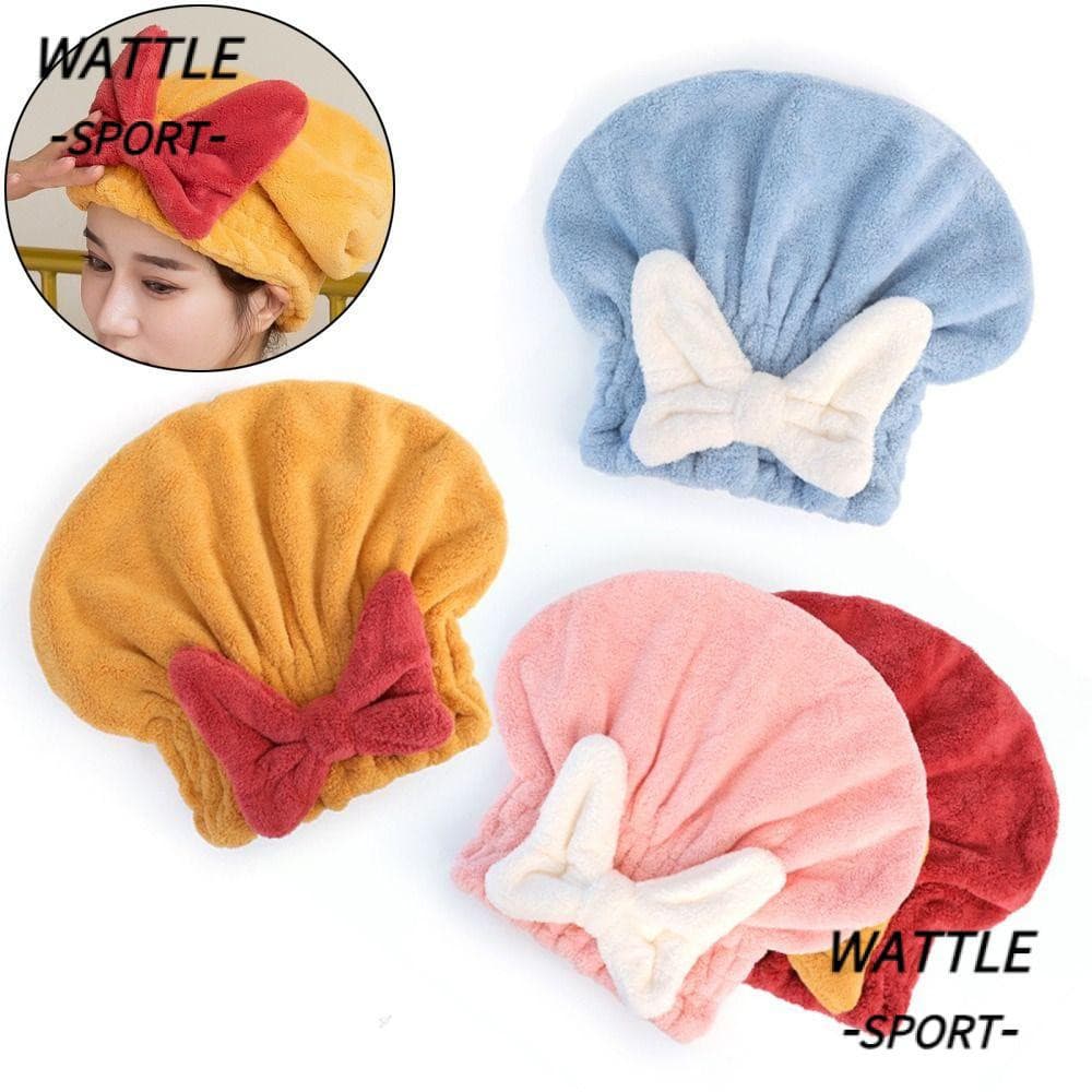 Toalha De Cabelo Seco WATTLE , Chapéu Absorvente Grosso , Secagem Rápida De Cor Sólida De Veludo Coral Para Banheiro