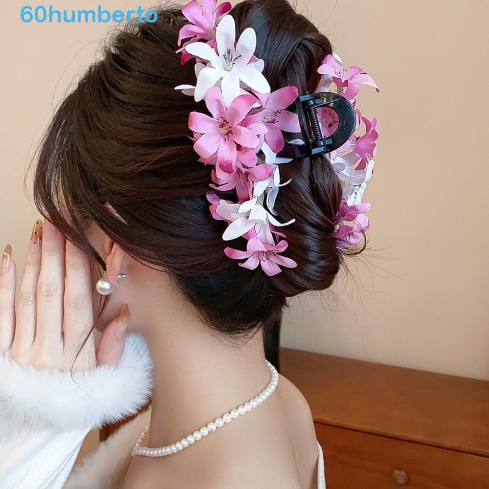 Garra De Cabelo De Flor HUMBERTO , Clipe De Tubarão Grande De Pano Acrílico Caranguejo Colorido Estilo Coreano
