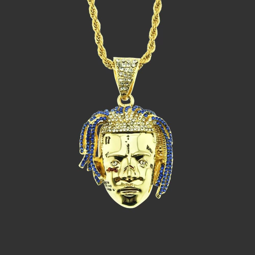 Colar com pingente de avatar do cantor de hip-hop XXXTentacion, acessórios de joias personalizados para homens
