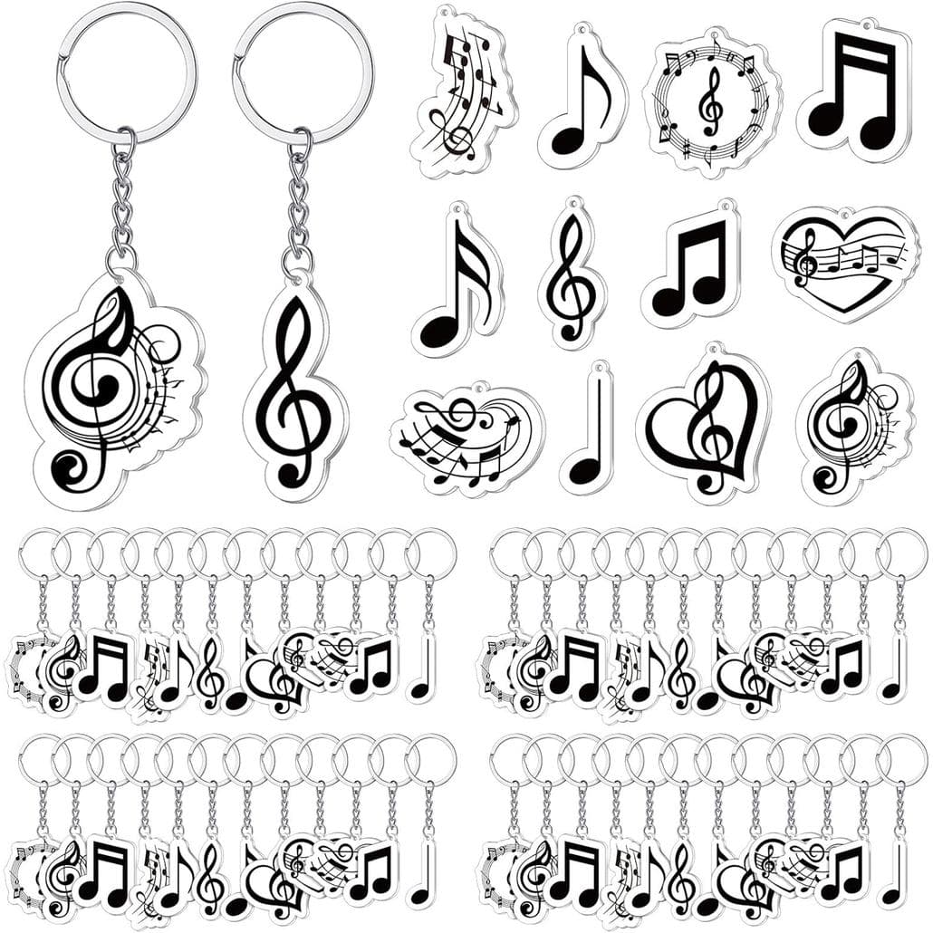Sasylvia 60 Peças Chaveiros de Notas Musicais, Chaveiro de Música para Volta às Aulas, Lembranças para Festas Musicais,