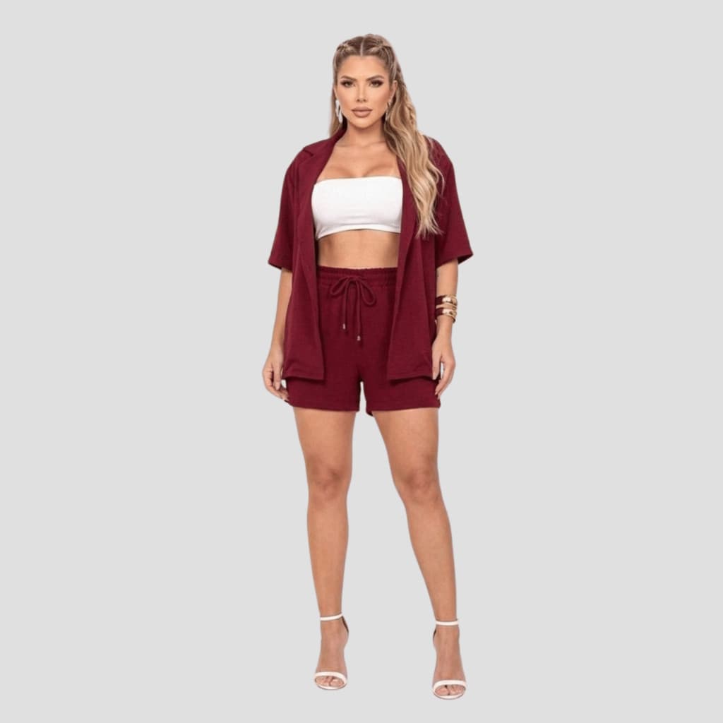 Conjunto Kimono + Short Premium Feminino  2 Peças Moda Praia Saida de Praia Quimono Cardigan
