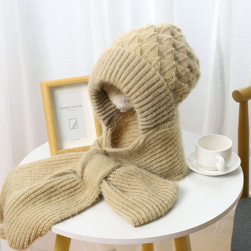 Touca + Cachecol  Brilhante Aquecer e Manter Quente  Para Inverno e Outono Touca Unissex Gorro Cachecol Gola Forrado