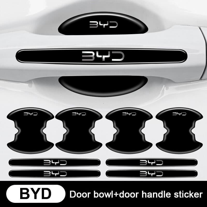 4/8 peças de protetor de maçaneta de porta de metal anti-colisão para carro, adequado para BYD Atto 3, Atto3, Dolphin, S