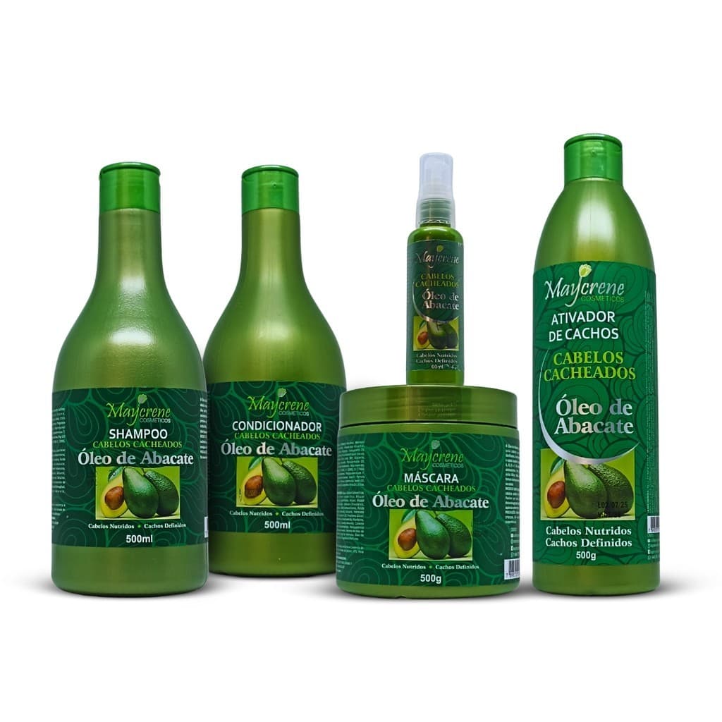 Kit Cabelos Cacheados Em Transição Óleo De Abacate 500ml Maycrene Completo 5 Passos