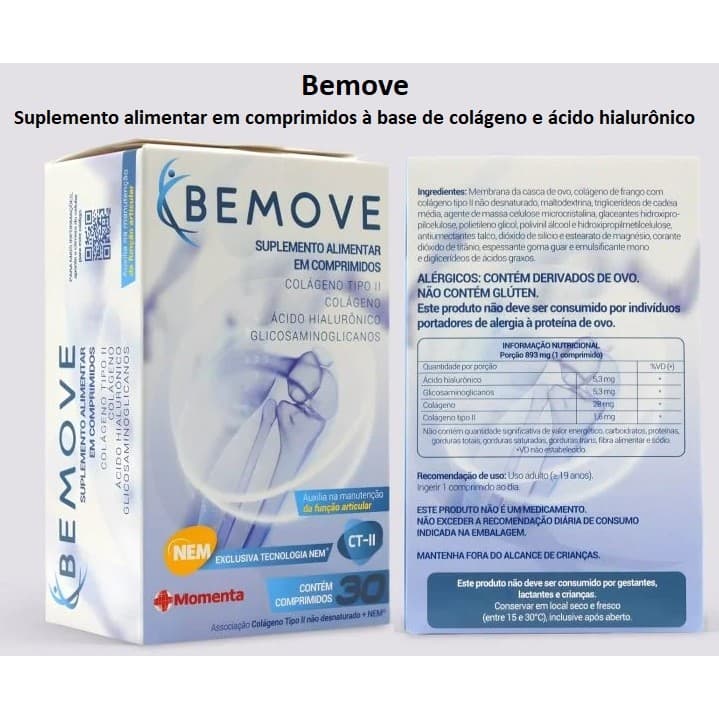 Bemove com 30 Comprimidos - Colágeno e ácido hialurônico