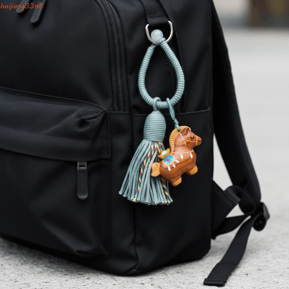 Pingente De Cavalo Do Zodíaco HUIJIANG , Chaveiro Tradicional Feito À Mão , Corrente De Telefone Móvel De Desenho Animad