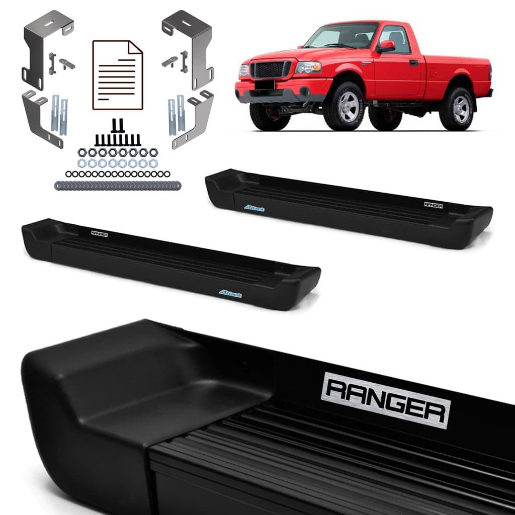 Estribo Prime Ranger 1998/2012 Cabine Simples Preto