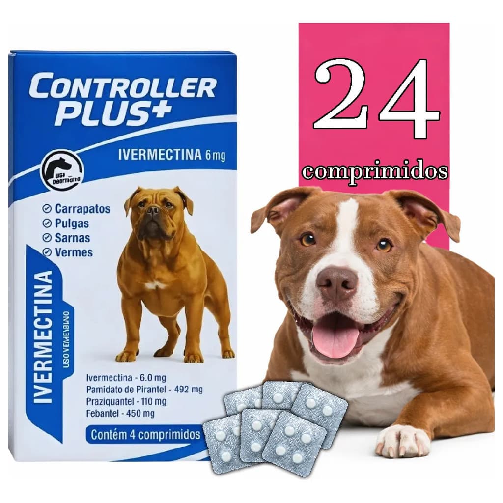 Remédio Anti Pulgas, Carrapatos, Sarnas E Vermes 24 Comp