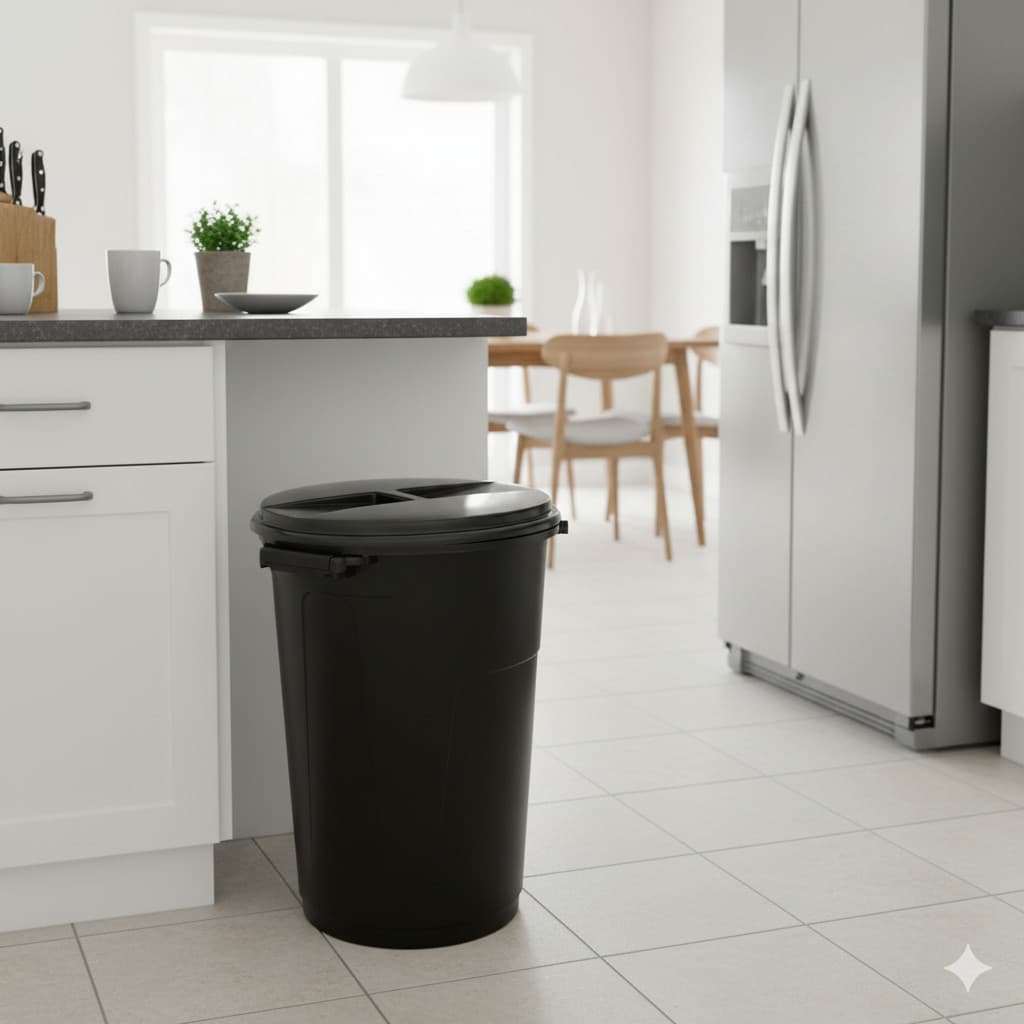 Lixeira Cesto 35L 60L Tampa Basculante Preta Grande Robusta Resistente Alta Qualidade Cozinha