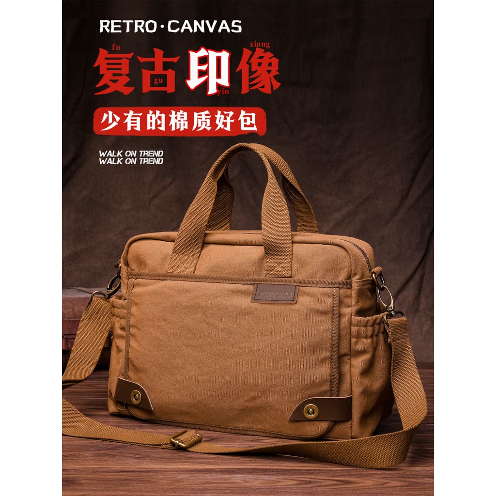 Bolsa de lona masculina Casual bolsa de ombro portátil maleta de negócios multifuncional bolsa mensageiro bolsa de compu