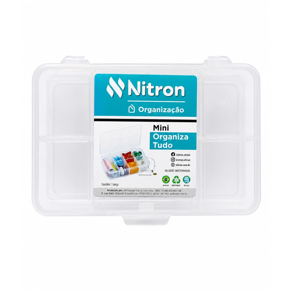 Mini Organizador Multiuso com Divisórias Caixa Organizadora Transparente Nitron