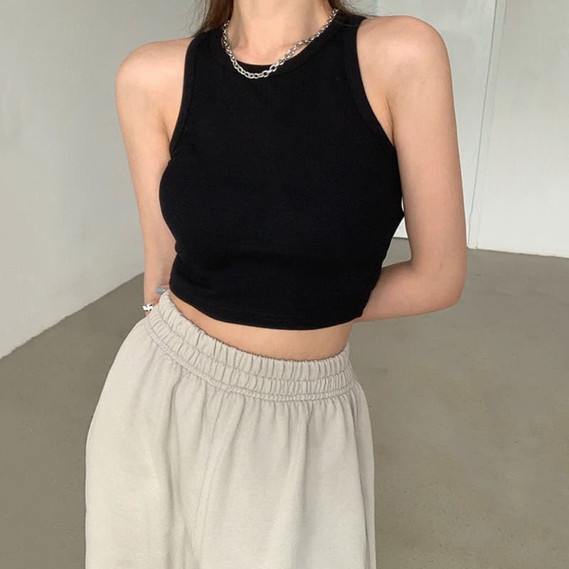 Sling Design sentir nicho exterior Wear doce picante sem mangas preto pequeno colete feminino verão camadas internas cur