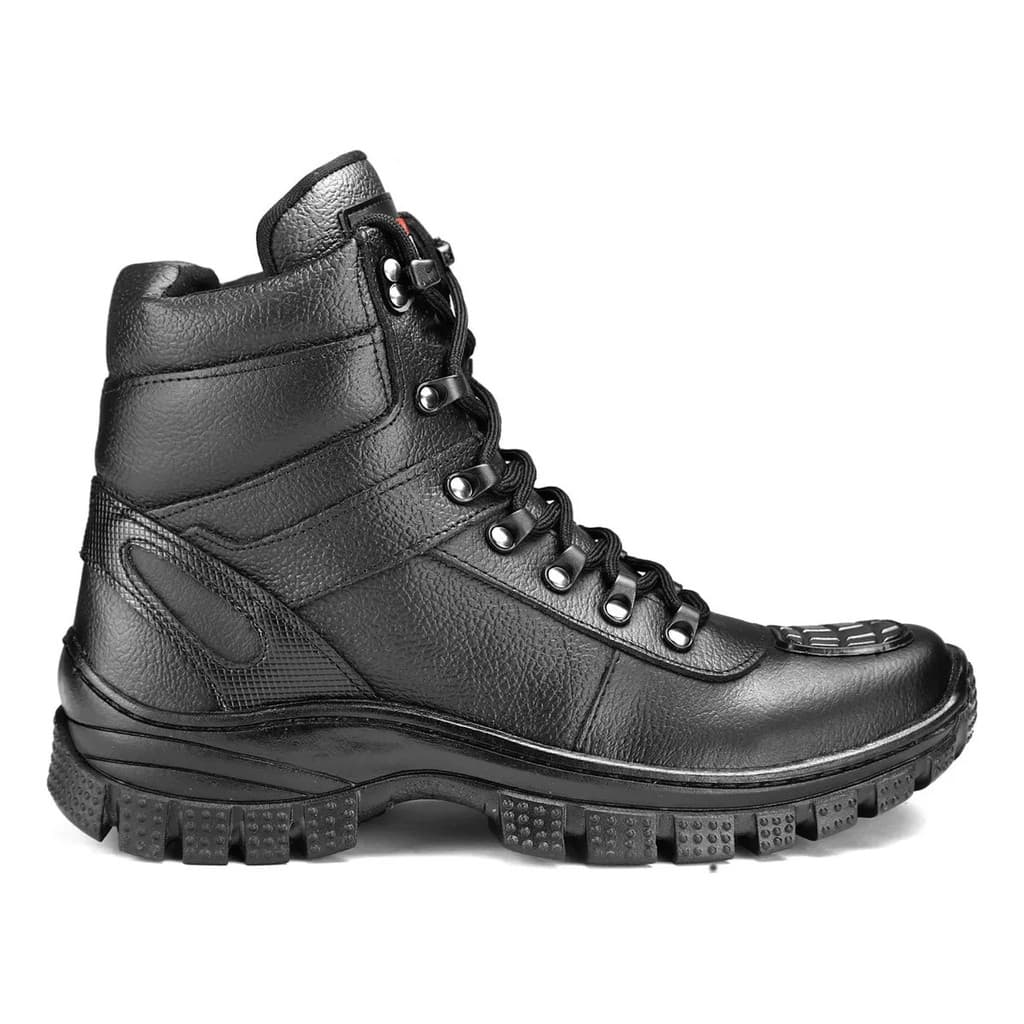 Bota Coturno Com Pedaleira Para Motociclista Em Couro Bovino