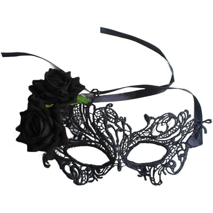 Máscara de Renda com Flor de Rosa para Mulheres, Acessório para Festa de Cosplay e Festival. (F54)