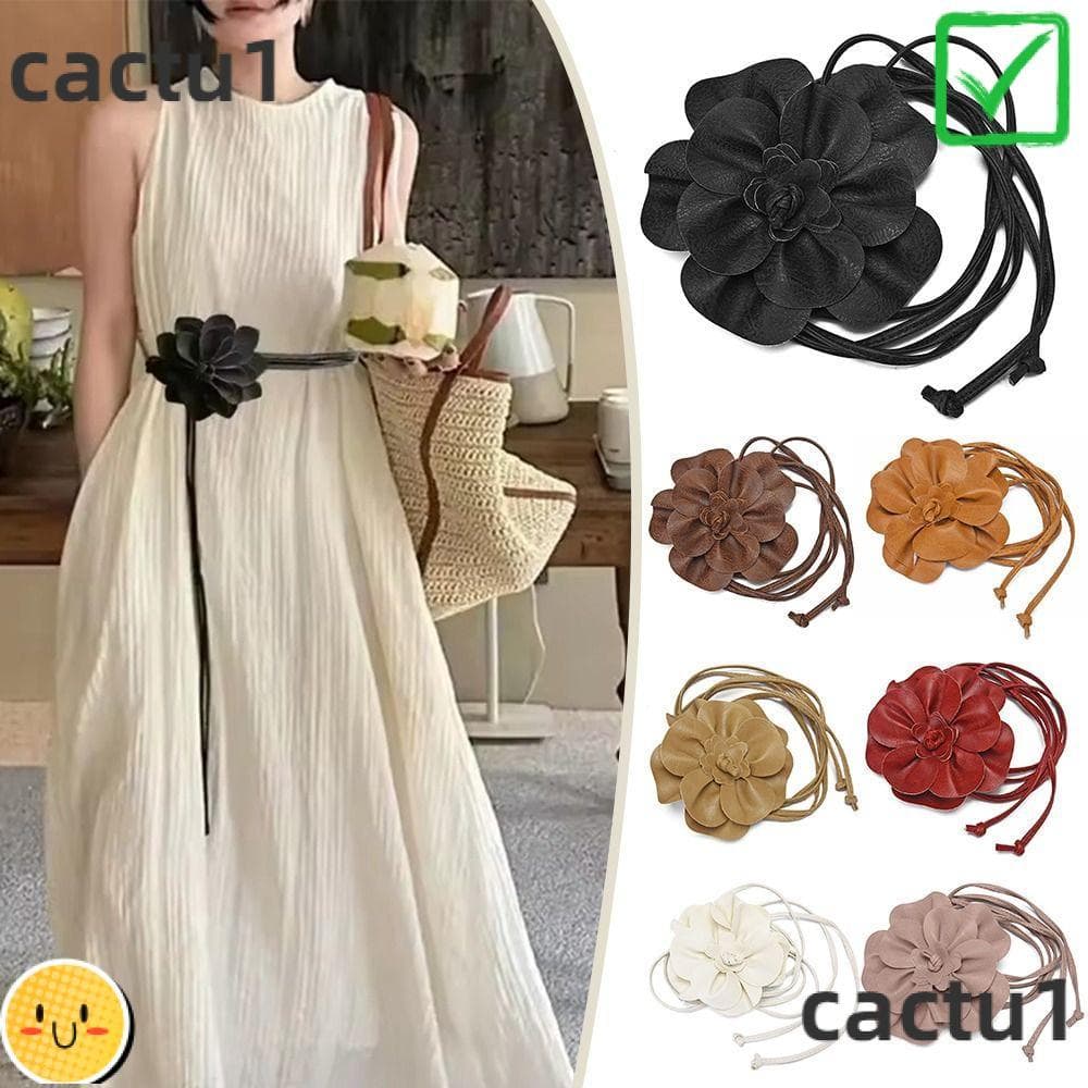 Cintos De Corda De Flor CACTU , Corrente De Cintura Floral Decorativa De Luxo , Alça Tecida DIY De Couro PU