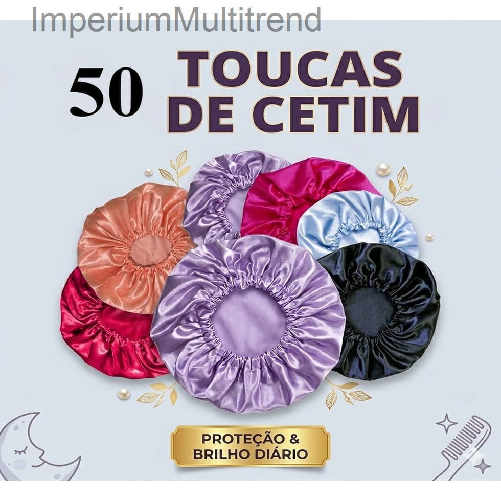 Kit com 50 toucas de cetim antifrizz - Para Revender3QU7