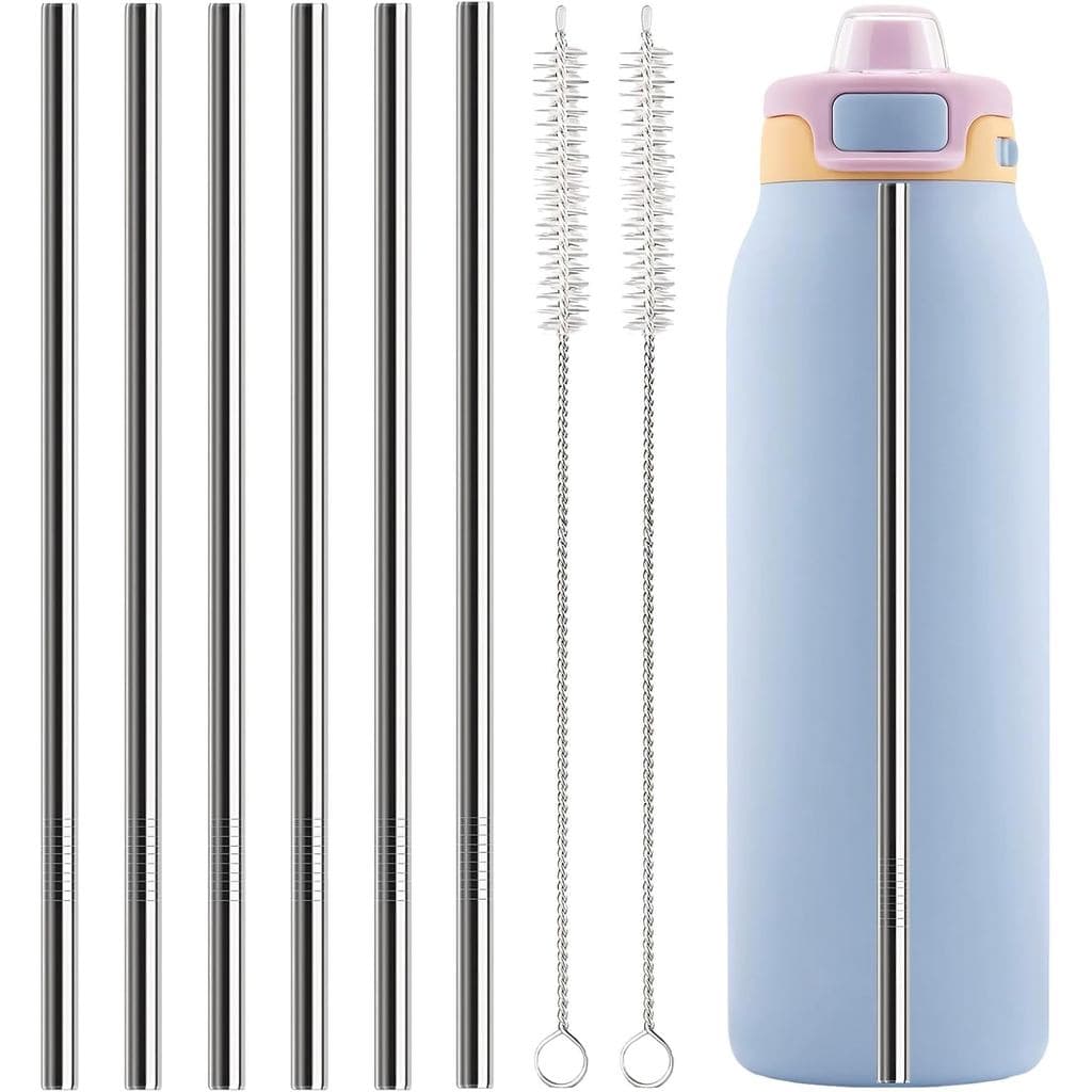 Canudos de Metal de Substituição para Acessórios Ello Pop & Fill de 32 oz, 6 Canudos Reutilizáveis de Aço Inoxidável com