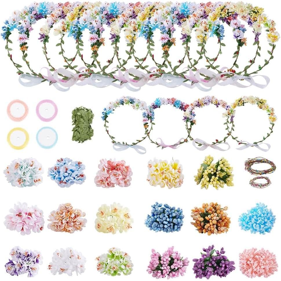 ACRNIGHEET Kit de Artesanato para Fazer Sua Própria Coroa de Flores, Kit de Coroa de Flores da Série Flor de Ameixa, Pod