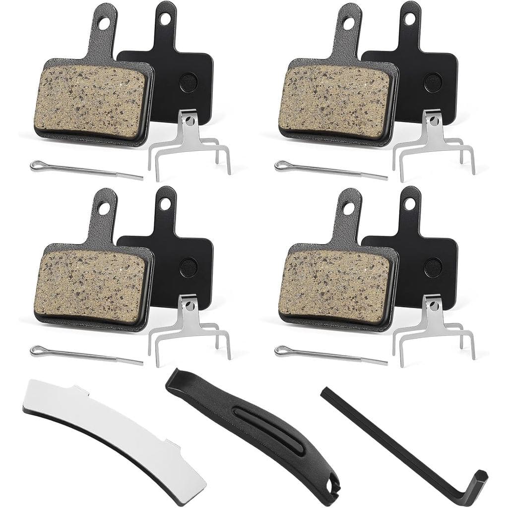 4 Pares de Pastilhas de Freio para Bicicleta, Pastilhas de Freio a Disco MTB Semi-Metálicas de Resina, com Ferramentas d